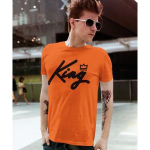 Oranje Koningsdag T-Shirt King Queen Crown (HEREN - MAAT M) | Oranje Kleding | WK Feestkleding