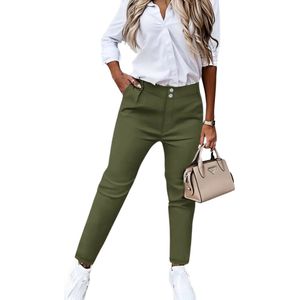 Livano Pantalon Dames - Chino - Golfbroek - Nette Broek - Met Elastische Tailleband - Volwassenen - Groen - XL