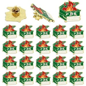 Allecto Plus - Set van 20 Broche-pinnen met vuilnisemmerbrandontwerp - Perfect voor kerstcadeaus - Gemaakt van geëmailleerd metaal met legering - Inclusief 20 knopen - Afmetingen 2,7x2,8 cm