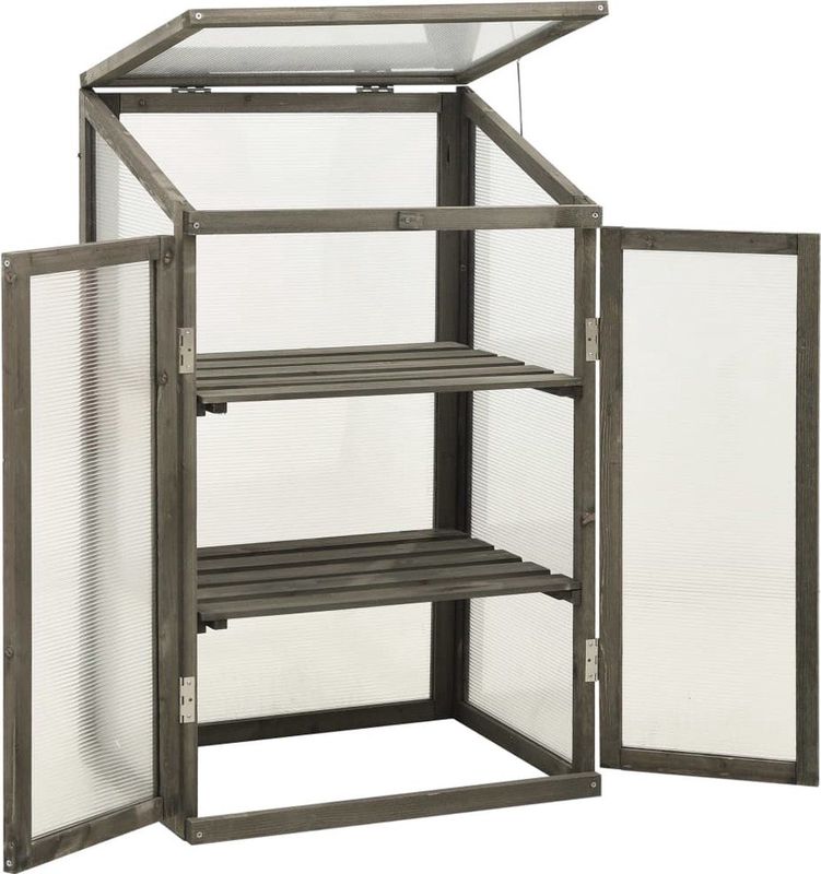 vidaXL Broeikas 60x45x100 cm - Duurzaam Vurenhout Kweekkas - Tuinhuisje - Broeikas - Plastic Glas - Pc Plaat