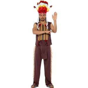 Karnival Costumes Indianen Kostuum Heren Carnavalskleding Heren Carnaval - Polyester - Maat M - 3-Delig Broek/Top/Hoofddeksel