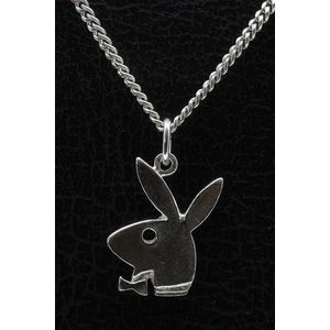 Zilveren Playboy Konijn ketting hanger