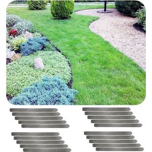 Set van 20 Borderrand metaal gegalvaniseerd 14 cm x 100 cm | Gazonrand | Kantopsluiting