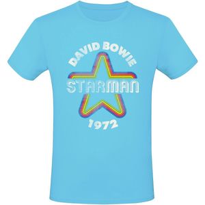 Bowie, David Starman '72 T-shirt turquoise XL Katoen - Band merch, Bands, Duurzaamheid