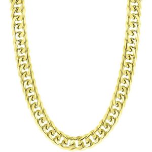 Lucardi Dames Ketting met gourmetschakel - Staal - Ketting - Cadeau - 50 cm - Goudkleurig