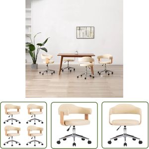 The Living Store Draaibare Eetkamerstoelen - Set van 4 - Crème - Afmetingen- 49.5 x 51.5 x (94.5-115.5) cm