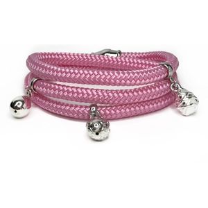 NIEUW - Jolla - dames wikkelarmband - zilver - touw - bedels - Charm Rope Wrap - Roze