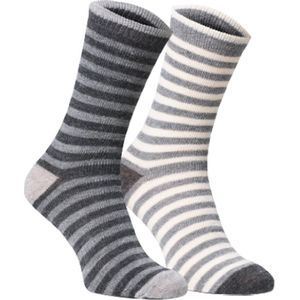 Fellhof Alpaca sokken maat 39-42 - grijs gestreept - wollen sokken - warme sokken - alpacawol - hypoallergeen - thermisch - zacht