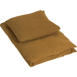 By KlipKlap dekbedovertrek + kussensloop eenpersoons Golden brown - Bed linen - 140 x 200 cm - 63 x 60 cm