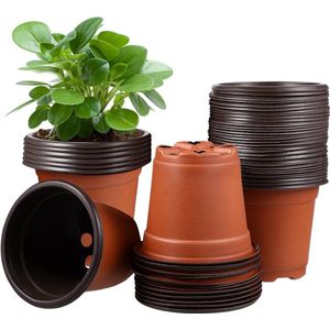 50 stuks kunststof bloempotten kweekpotten 12 cm - plantenpot voor vetplanten en zaailingen - ademende plantenpot voor binnen en buiten - tuin, kamer, en broeikas