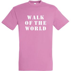 T-shirt Walk of the world |Wandelvierdaagse | vierdaagse Nijmegen | Roze woensdag | Roze | maat L