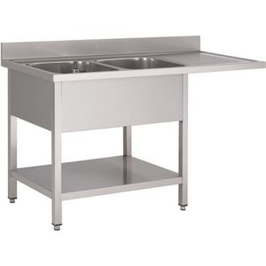 Gastro M RVS Spoeltafel Met Ruimte Voor Vaatwasmachine 160x70x85cm GN207 - Horeca & Professioneel - Horeca & Professioneel