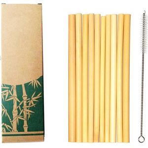Bamboe rietjes 10 stuks met schoonmaakborstel | Bamboo straws with cleaning brush | Bamboe rietjes | Rietjes drinken | Bamboo Gezond | Riet | Bamboe rietjes voor drinken | Bamboo Life | Bamboo voor Nature | Natural Straws | Naturel Rietjes