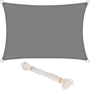 Schaduw Zeil Zonnescherm - Ademend HDPE - Tuinluifel voor Buiten Terras - UV Blok - Rechthoek 3x4m Grijs Shade Sail