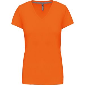 T-shirt Dames S Kariban V-hals Korte mouw Orange 100% Katoen