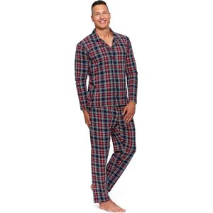 Heren geruite pyjama met lange mouwen - bordeaux- korting- sale XL