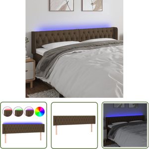 The Living Store Hoofdbord LED 183x16x78/88 cm stof donkerbruin - Hoofd Bord - Led Hoofdbord - Hoofdkussen - Beddecoratie - Bedroom Decor