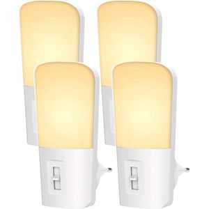 Qumax LED Nachtlampje Stopcontact 4 stuks - Dimbare Nachtlampjes met Sensor - Nachtlampje Babykamer - Nacht Lamp - Dag en Nacht Sensor - Kinderen & Baby - Wit