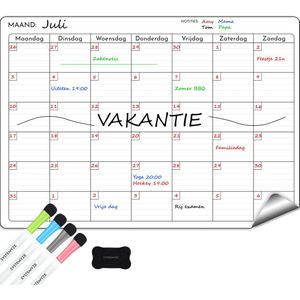 Systemyze Weekplanner Whiteboard – Magnetisch Planbord – Magnetische Maandplanner – Inclusief Markers & Wisser – A3 Formaat