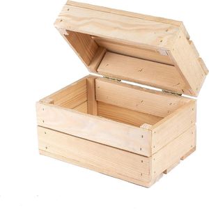 Afsluitbare houten opbergdoos met deksel - sieradenkoffer speelgoedkist - modieus design 30 x 20 x 20 cm Wooden crates