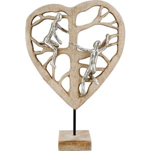 beeld liefde ontdek je samen - 10x31x47 cm- aluminium en mango hout.
