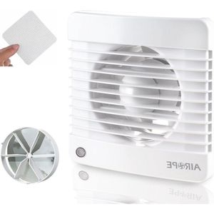 100 mm afzuigventilator met gecontroleerde luchtafzuiging en terugslagklep + muggenfilter 7 W dB(A) 26 voor badkamer keuken kantoor toilet - stil