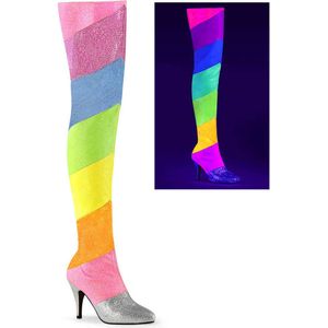 Pleaser Pink Label - DREAM-3012RBG Overknee laarzen - Regenboog - 45 Shoes - Multicolours