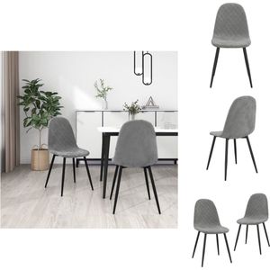 vidaXL Eetstoelen - Minimalistisch en elegant - Dikke - zacht aanvoelende bekleding - Gepoedercoat metalen poten - Lichtgrijs - 45 x 53.5 x 87 cm (B x D x H) - 2 x stoel - Eetkamerstoel
