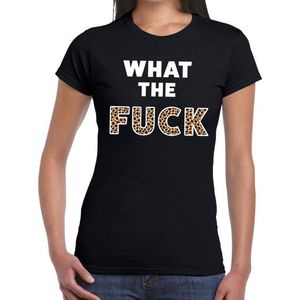 What the Fuck tijger print tekst t-shirt zwart dames - dames shirt  What the Fuck tijger print S