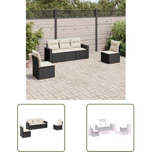 The Living Store Loungeset Tuin - 12-delig - Modulair Design - PE-Rattan - Zwart - UV-Bestendig