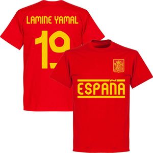 Spanje 2024 Lamine Yamal 19 Team T-Shirt - Rood - Kinderen - 152