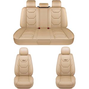 Mima® Autostoelhoes - Universeel - Luxe Stoelhoes Voor Auto - Autostoel Beschermhoes - Stoel Cover - PU Leer - Beige- 1 Stuks- Complete set Auto