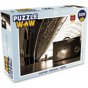 Puzzel Koffer - Vintage - Trein - Legpuzzel - Puzzel 500 stukjes