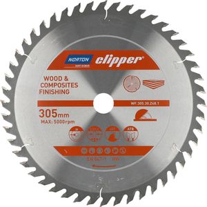 Norton Clipper Hout en Composiet - Zaagblad ATB Finishing - 305mm - 48 tanden - Voor Cirkelzagen en Afkortzagen