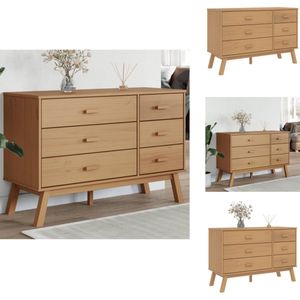 vidaXL Ladekast - Ladekasten - Ladenkast - Ladeblok - Ladekastje OLDEN massief grenenhout bruin