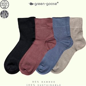 green-goose® Bamboe Sokken Dames | 4 Paar | Licht Geparfumeerd met Sandalwood | Maat 39-41 | Zwart | Glad, Ademend en Duurzaam