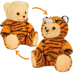 BRUBIES Teddy Tijger - 25 cm Teddybeer in Tijgerkostuum met Kap - Knuffel voor Gezellige Avonturen - Knuffelcadeau voor Kinderen