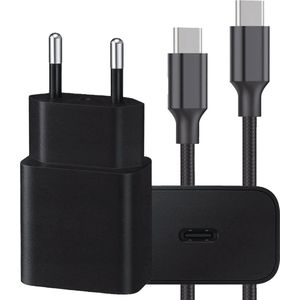 Super Fast Charging USB-C Adapter 25W + Usb C Kabel 1m Zwart