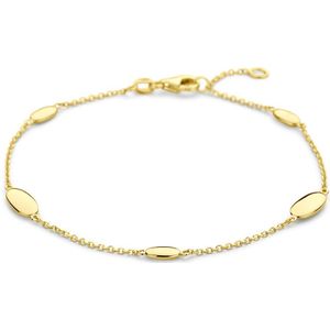 YO&NO - Armband - Goud - ovaaltjes - 17/19 cm - Sieraden Vrouw - 585 Goud