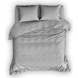 Premium hotellinnen katoen/satijn dekbedovertrek grijs - 200x200/220 (tweepersoons) - luxe uitstraling - subtiele glans - excellente kwaliteit