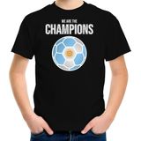 Argentinie WK supporter t-shirt - we are the champions met Argentijnse voetbal - zwart - kinderen - kleding / shirt 110/116