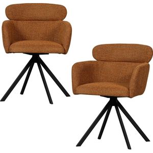 WOOOD draaibare eetkamerstoelen Fenne - Polyester - Ginger - Set van 2