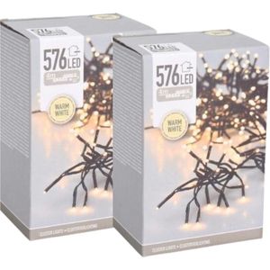 Kerstverlichting - Clusterverlichting - 2 stuks - 576 LED's - Lengte: 4 meter - Warm wit