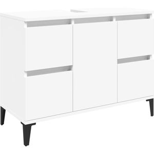 vidaXL - Wastafelkast - 80x33x60 - cm - bewerkt - hout - wit