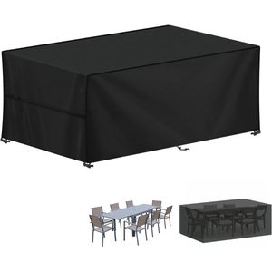 Tuintafelhoes 200x90x75cm Tuinmeubelafdekking Waterdichte Outdoor Tafelhoes 420D Oxford-Stof Tuinmeubelhoes Winddicht Beschermhoes voor Tuinmeubelen UV-Bestendig Hoes voor Tafel en Stoelen