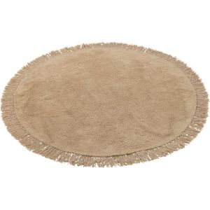 J-Line tapijt Rond + Franjes - katoen - beige