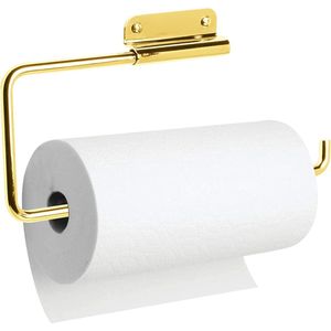 keukenrolhouder - papieren handdoekrolhouder wandmontage Onder Kabinet rvs, handdoekhouder toiletpapierhouder, keuken organizer 29 x 0,75 x 13 cm (gouden keukenrolhouder)