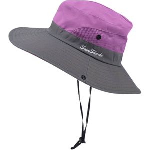 Nivard Zonnehoed - Reishoed - UV Beschermende Hoed - Bucket Hat - Festival - Pet - Hoedje Voor Dames & Heren - Hoofdbescherming - Paars & Grijs