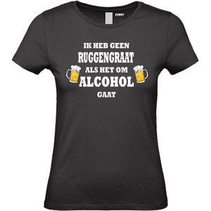 Dames T-shirt Ik heb geen Ruggengraat als het om Alcohol gaat | Oktoberfest dames heren | Carnavalskleding heren dames | Foute party | Zwart dames | maat M