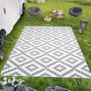 Tapiso Ibiza Vloerkleed Grijs Buitenkleed Outdoor Buitenmat Picknick Maat- 120x180